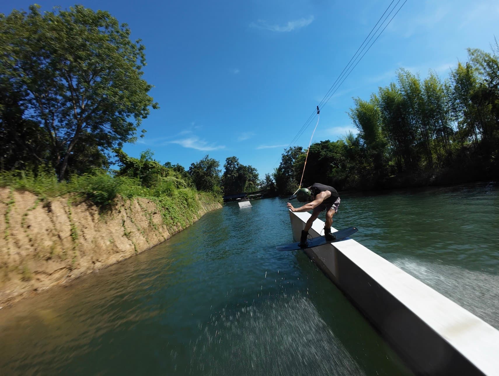 Lakehouse wakeboarding action shot 4