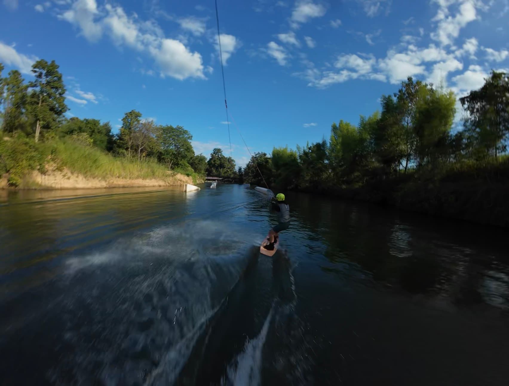 Lakehouse wakeboarding action shot 6