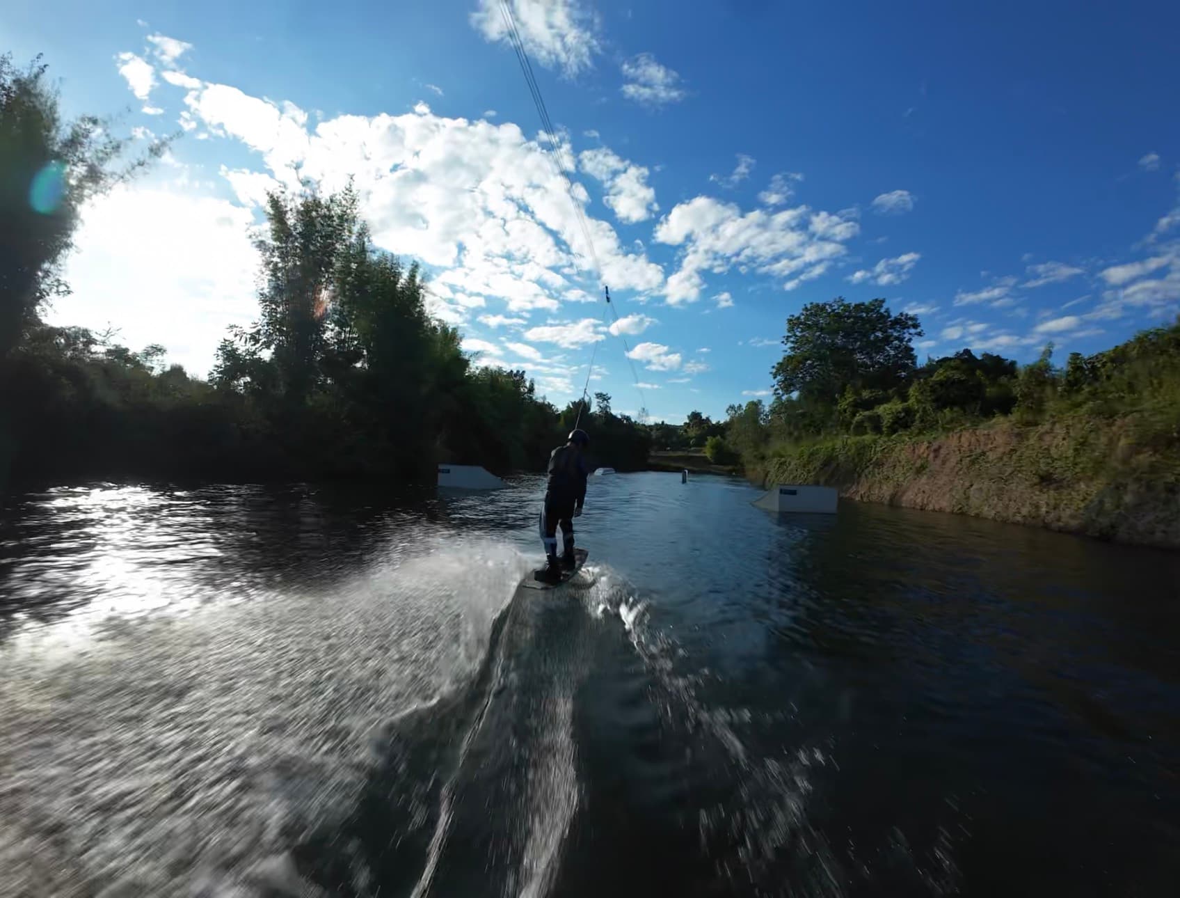 Lakehouse wakeboarding action shot 7